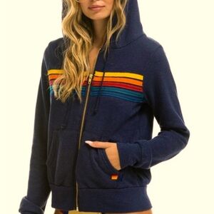 Aviator Nation 5 Stripe Zip Hoodie In Charcoal.
Beautiful